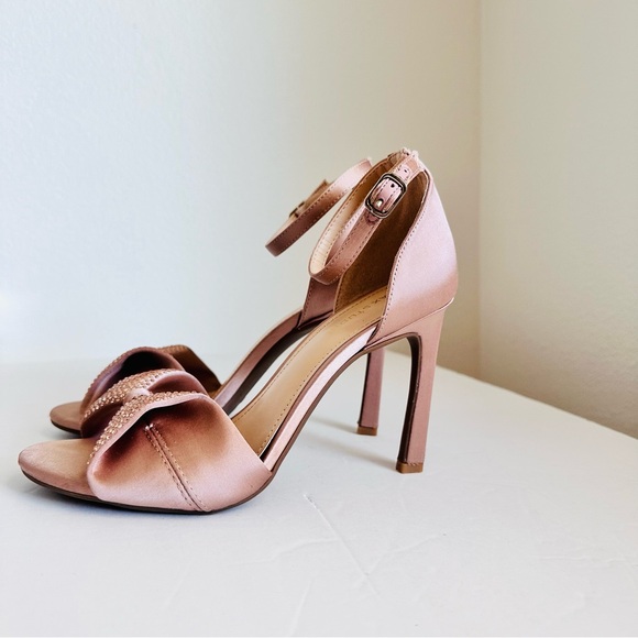 Max Studio Bow pumps high heel pink satin rhinestone 6M - Picture 6 of 12